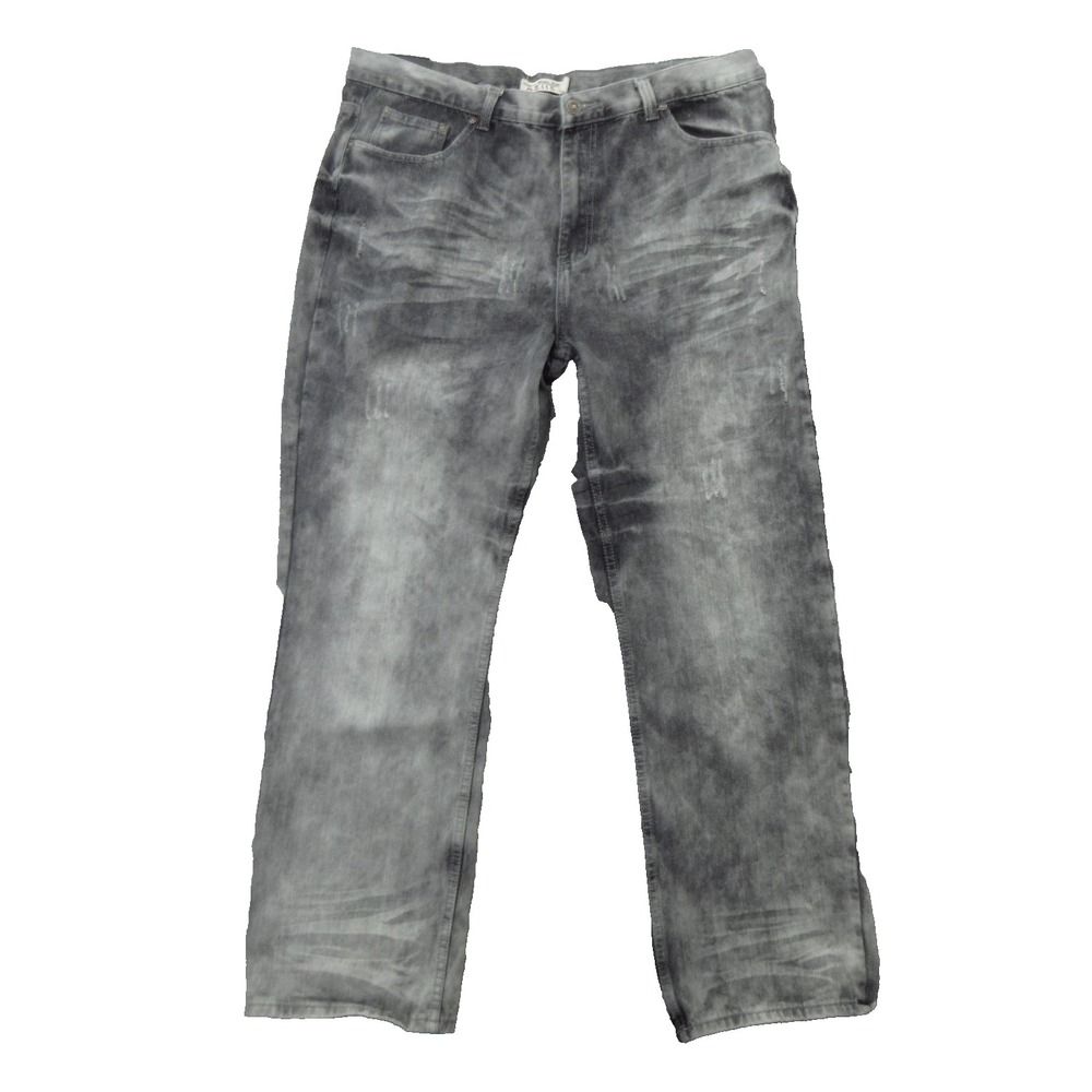 GS115 Jeans Mens 42 Gray Acid Wash Distressed Denim Straight Leg Casual SCJ-130M